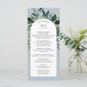 Dusty Blue elegante Wasserfarbe verlass Hochzeitse Menükarte (Stehend Vorderseite)