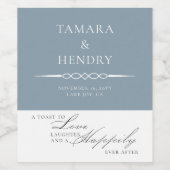 Dusty Blue Elegante Wedding Toast Weinetikett (Einzelnes Label)