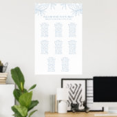 Dusty Blue Eleganto Botanical Seating Chart Poster (Heimbüro)