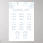 Dusty Blue Eleganto Botanical Seating Chart Poster (Vorne)