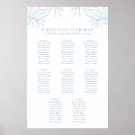 Dusty Blue Eleganto Botanical Seating Chart Poster