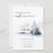 Dusty Blue Eleganwood Forest Wedding Einladung (Vorderseite)