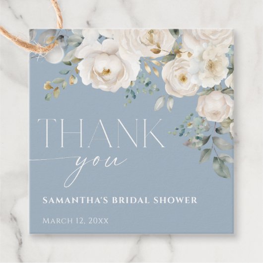 Dusty-Blue-Elfenbein-Brautparty Geschenkanhänger (Vorderseite)