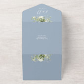 Dusty Blue Endarch GreeneryQR Code Wedding All In One Einladung (Außenbereich)