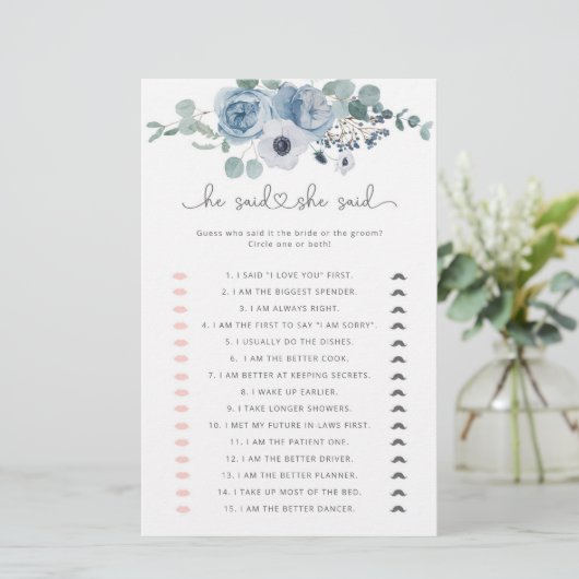 Dusty blue Er sagte, sie habe Brautparty Game gesa (Stehend Vorderseite)