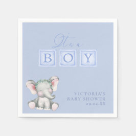 Dusty Blue Es ist eine Baby Elephant Script Baby D Serviette