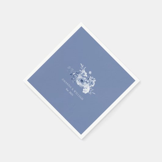 Dusty Blue "Est. 2025" Hochzeit von Napkins Serviette (Ecke)