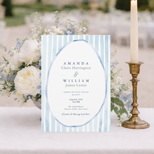 Dusty Blue Estate Wedding Invitation Einladung