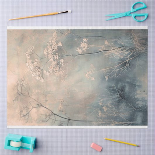 Dusty Blue Ethereal Natur Botanicals Hintergrund Seidenpapier (Basteln)