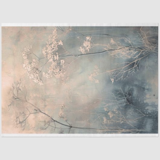 Dusty Blue Ethereal Natur Botanicals Hintergrund Seidenpapier (Vorderseite)