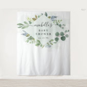 Dusty Blue Eucalyptus Baby Duschdekor Hintergrund Wandteppich (Vorderseite)