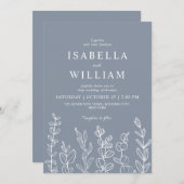 Dusty Blue Eucalyptus Blätter Wedding Einladung (Vorne/Hinten)