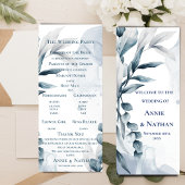 Dusty Blue Eucalyptus Blätter Wedding Program Einladung
