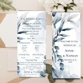 Dusty Blue Eucalyptus Blätter Wedding Program Einladung