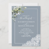 Dusty Blue Eucalyptus Botanical Foto Wedding Einladung (Vorderseite)