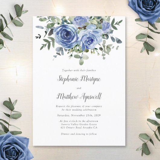 Dusty Blue Eucalyptus Botanical Wedding Einladung