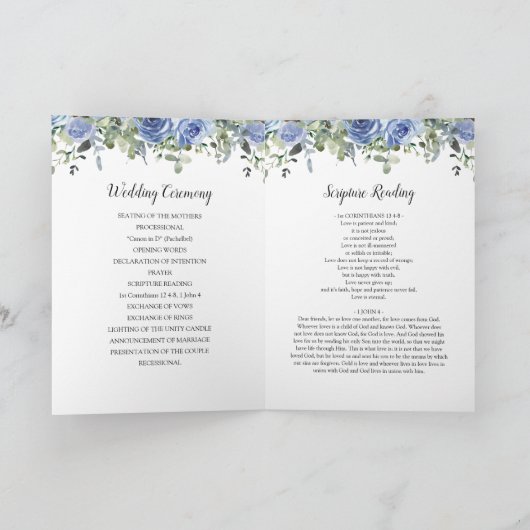 Dusty Blue Eucalyptus Botanical Wedding Program Programm (Innenseite)