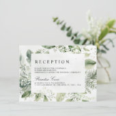 Dusty Blue Eucalyptus Botanical Wedding Reception Einladung (Stehend Vorderseite)