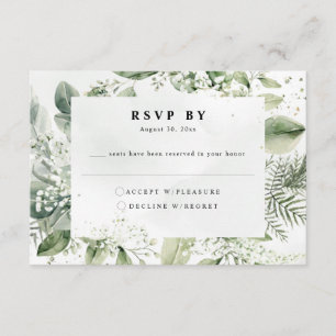 Dusty Blue Eucalyptus Botanical Wedding RSVP Begleitkarte
