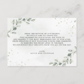 Dusty Blue Eucalyptus Botanical Wedding RSVP Enclo Begleitkarte (Rückseite)