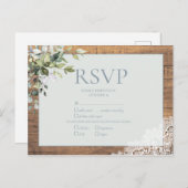 Dusty Blue Eucalyptus Botanical Wood Lace UAWG Einladungspostkarte (Vorne/Hinten)