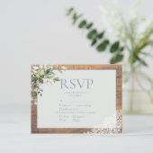 Dusty Blue Eucalyptus Botanical Wood Lace UAWG Einladungspostkarte (Stehend Vorderseite)