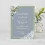 Dusty Blue Eucalyptus Botanical Wood Wedding Invi Einladung (Stehend Vorderseite)