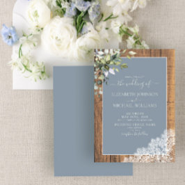 Dusty Blue Eucalyptus Botanical Wood Wedding Invit Einladung