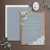 Dusty Blue Eucalyptus Botanical Wood Wedding Invit Einladung