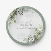 Dusty Blue Eucalyptus Botanisches Brautparty Pappteller (Vorderseite)