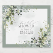 Dusty Blue Eucalyptus Botanisches Brautparty Schaumweinetikett (Einzelnes Label)