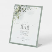 Dusty Blue Eucalyptus Brautparty Mimosa Bar Sockelschild (Vorderseite)