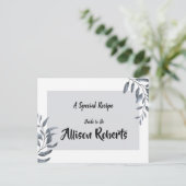 Dusty Blue Eucalyptus Brautparty Rezept Postkarte (Stehend Vorderseite)