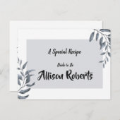 Dusty Blue Eucalyptus Brautparty Rezept Postkarte (Vorne/Hinten)