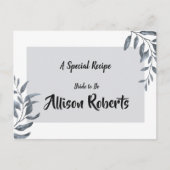 Dusty Blue Eucalyptus Brautparty Rezept Postkarte (Vorderseite)