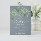 Dusty Blue Eucalyptus Bridal Einladungen (Stehend Vorderseite)