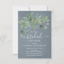 Dusty Blue Eucalyptus Bridal Einladungen