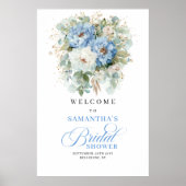Dusty Blue Eucalyptus Bridal Shower Welcome Poster (Vorne)