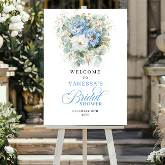 Dusty Blue Eucalyptus Bridal Shower Welcome Poster