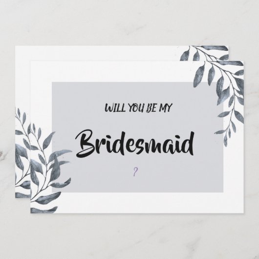 Dusty Blue Eucalyptus Bridesmaid Einladung (Vorne/Hinten)
