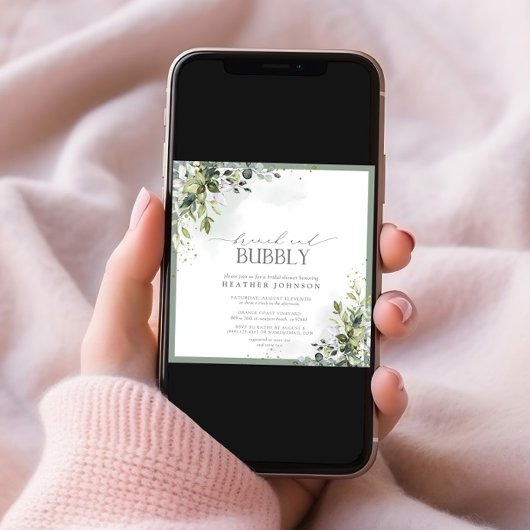 Dusty Blue Eucalyptus Brunch & Bubbly Dusche Einladung