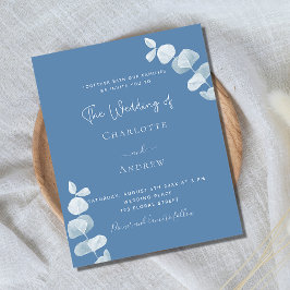 Dusty blue eucalyptus Budget Hochzeitseinladung Flyer
