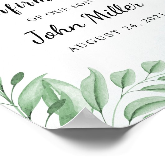 Dusty Blue Eucalyptus Confirmation Willkommen Poster (Ecke)