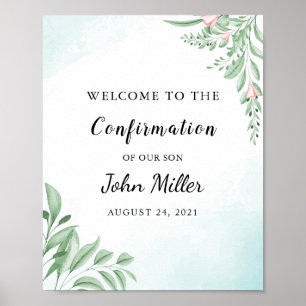 Dusty Blue Eucalyptus Confirmation Willkommen Poster