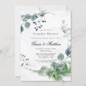 Dusty Blue Eucalyptus Couples Dusche Einladungen (Vorderseite)