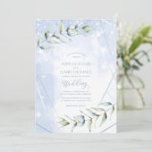 Dusty Blue Eucalyptus Fantasy Wedding Einladung (Stehend Vorderseite)