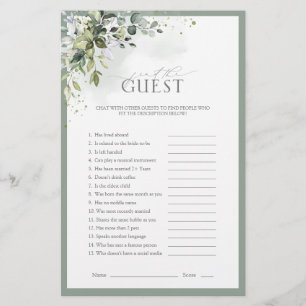 Dusty Blue Eucalyptus Floral Brautparty Game