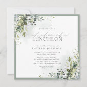 Dusty Blue Eucalyptus Floral Bridal Luncheon Einladung (Vorderseite)