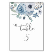 Dusty blue eucalyptus floral elegant tischnummer (Rückseite)