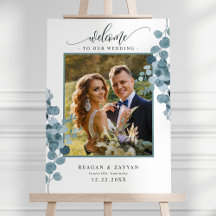 Dusty Blue Eucalyptus Foto Wedding Welcome